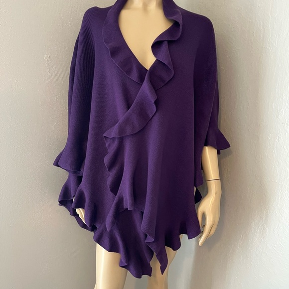 Coldwater Creek Sweaters - Coldwater Creek Purple Open Shawl Poncho Sweater